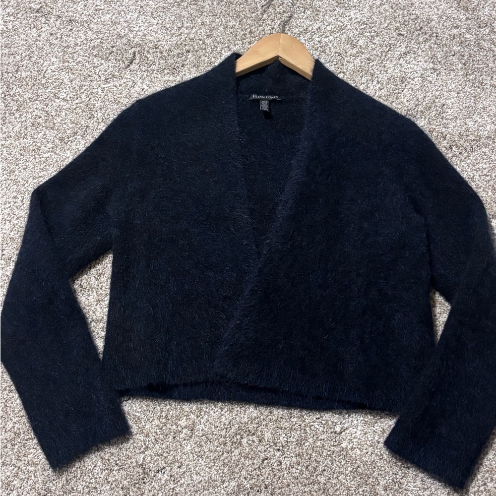 Eileen fisher wool mohair blue cardigan